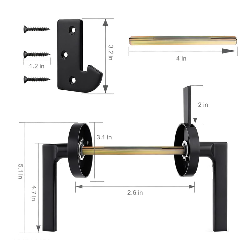 Double Sided Self-Locking Gate Latch-Heavy Duty Adjustable Stainless Steel Black, 2-in-1Door Handle&Two-Way Lock,WoodenFences,Pools,Gardens,Backyards,Barns(Applicable to The Right Side Door 1pack)