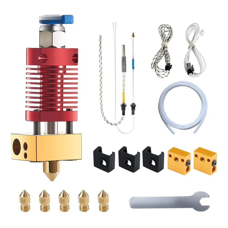 5Aplusreprap Ender 3 Hotend Upgrade: M3 Stud Thermistor,Fast Replaced, Compatible for Creality Ender 3 V2/Pro,CR-10 J-Head Hotend Replacement, Assembled Extruder 3D Printer Hot end Kit 24V 40W Red Set A