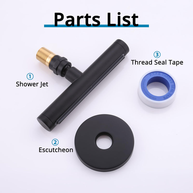 Shower Body Spray Jets, Waterfall Shower Head with High Pressure Nozzle, Wall Mount Adjustable Modern Bath Jet Set for Bathroom Luxury Massage Spa, Matte Black 6 Inch Waterfall