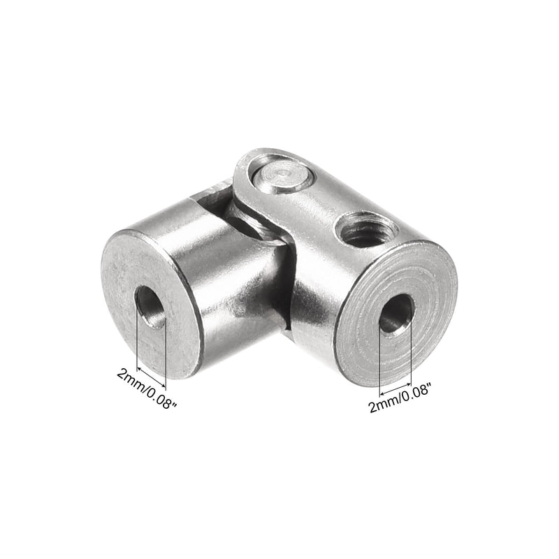MECCANIXITY 2mm to 2mm Inner Dia Rotatable Universal Joint Shaft Coupling Motor Shaft Coupler L18 x D8 with Screws and Wrench for RC Model Pack of 3