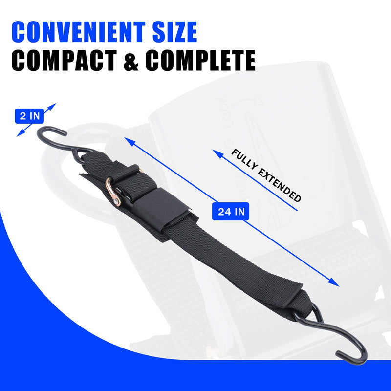 Boat Trailer Tie Down Straps, for Yamaha Watercraft PWC Adjustable Boat Trailer Straps, with Quick Release Buckle & Anti-Scratch Hooks 2 Inch x 24 Inch for Trailer、Boat or Kayak Secure - 2PCS (Black)