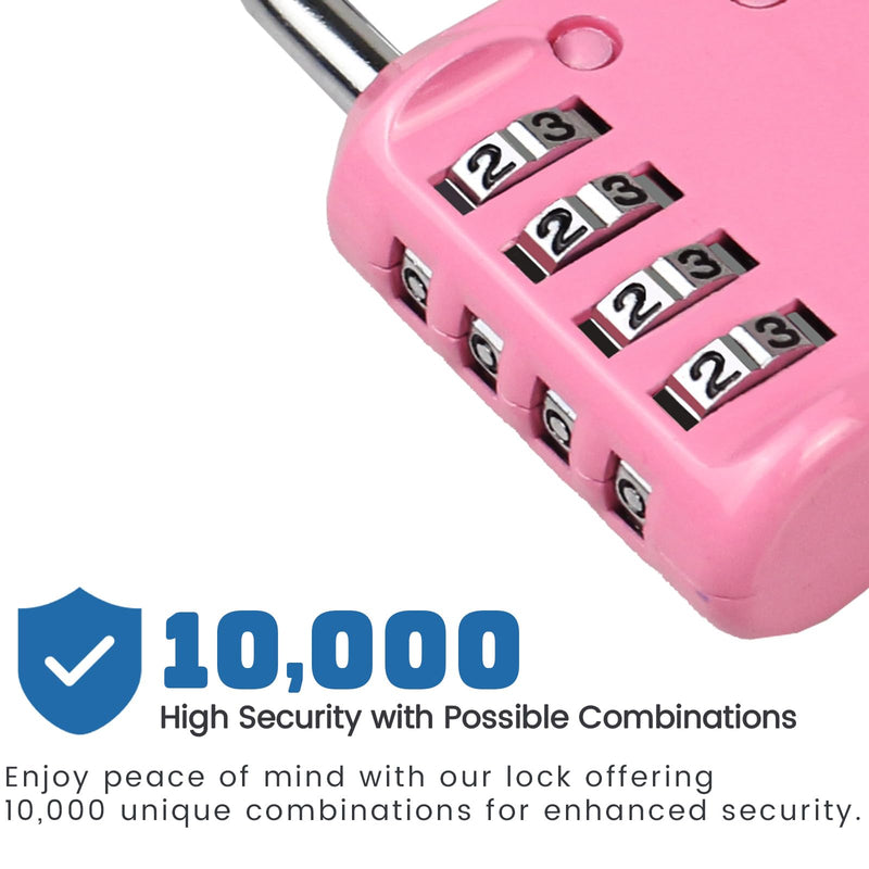 RESET-060 4 Digit Combination Lock Outdoor Padlock for School Gym Sports Locker Fence Toolbox Gate Suitcase Hasp Pink 1