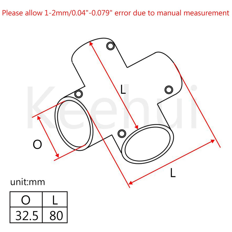 Marine Grade 316 Stainless Steel Heavy Duty Cast Boat 1-1/4in（32MM） Hand Rail Fitting 4 Way Cross Tube Pipe Connector Tee Joint