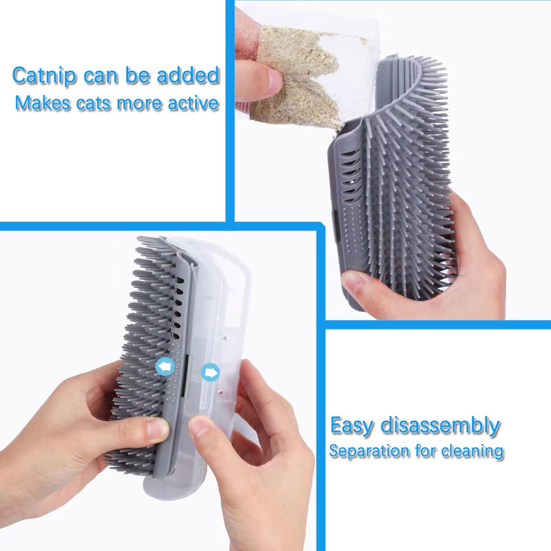 2 Pcs Upgraded Cat Self Groomer with Catnip, Corner Brush Massager for Indoor Cats, Wall Scratcher for Large & Thick-Haired Felines - PawsPlanet Australia