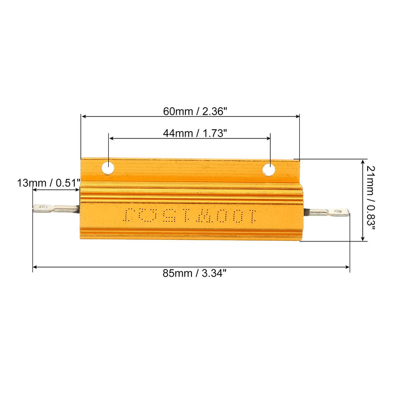PATIKIL 100W 15 Ohm Aluminum Shell Resistor, 2 Pack Aluminum Housing Resistor Housed Case Wirewound Resistors Screw Tap Power Resistor, Golden