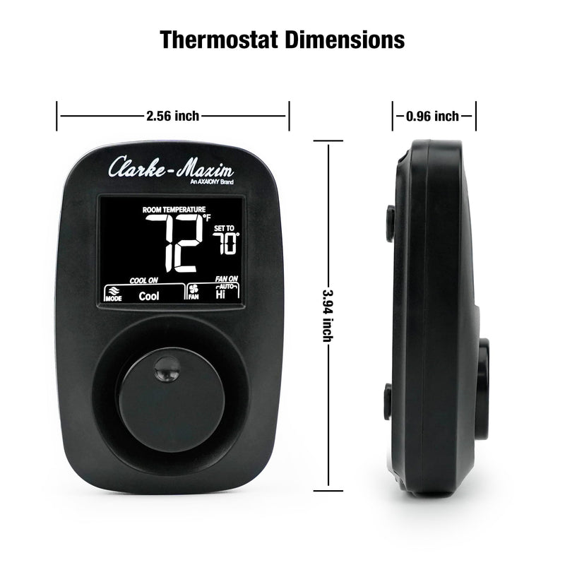 9420A382 Digital Wall Thermostat - 12V Heating & Cooling, Fan Speed & System Control, Easy-Connect Terminals, Black