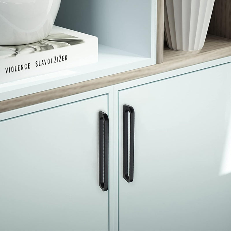 Unique Cabinet Pulls Handle Modern Square Black Drawer Knob Pull Bathroom Drawer Knob Hardware (4, 6.3" Hole Centers) 4