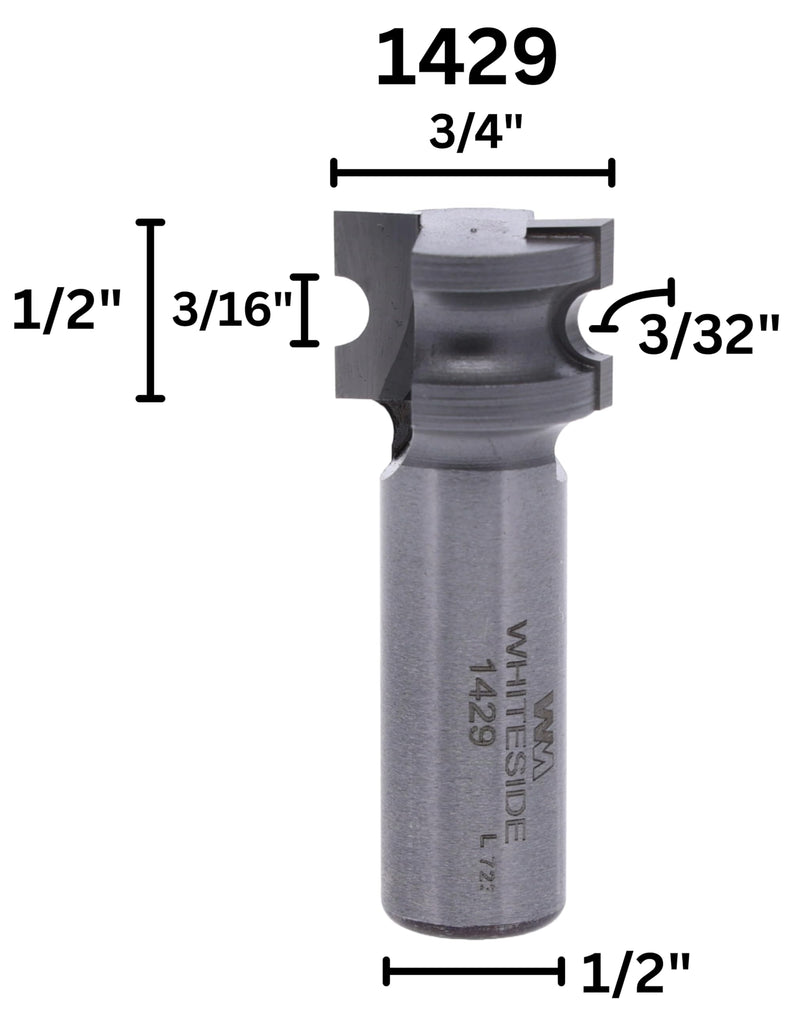 Whiteside Router Bits 1429 Half Round Bit with 3/32-Inch Radius 1/2-Inch Cutting Length