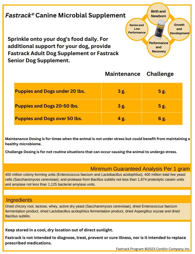 Conklin Fastrack Canine Microbial Supplement for Dogs, 300gm - PawsPlanet Australia