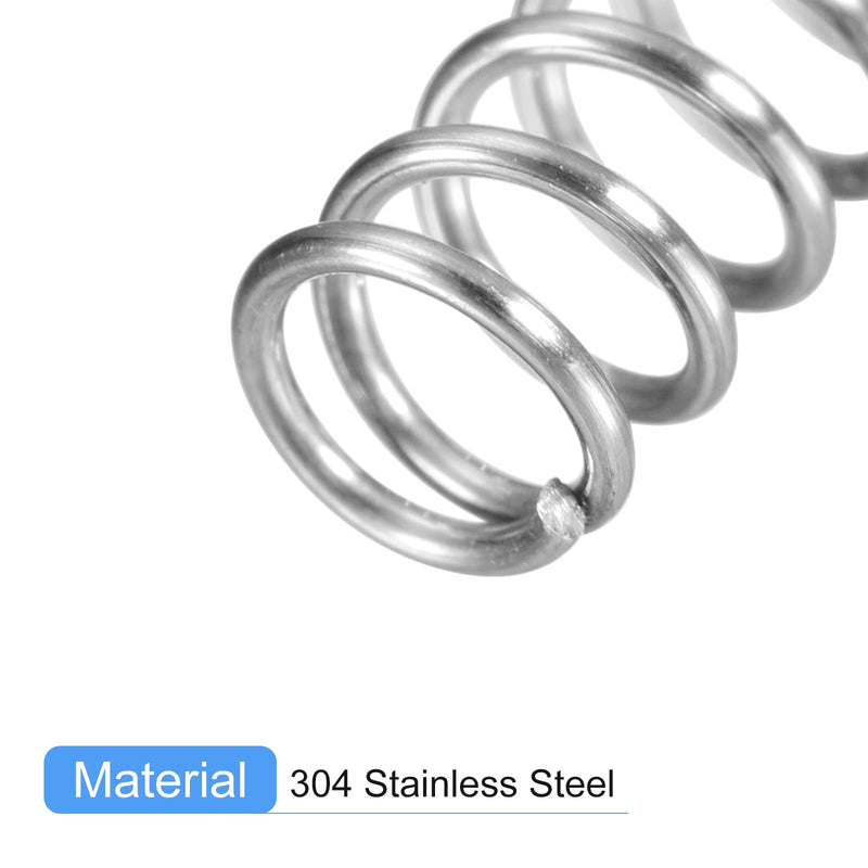 uxcell Compression Spring, 5Pcs 304 Stainless Steel, 4mm OD, 0.5mm Wire Size, 25mm Free Length, Silver Tone 0.5mmx4mmx25mm