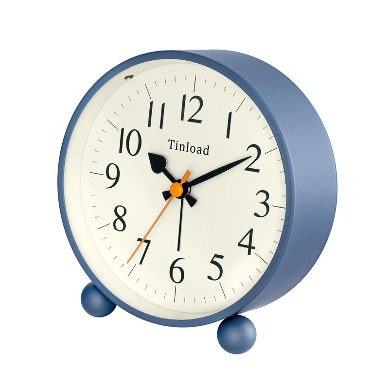 4.5" Vintage Retro Analog Alarm Clock, Super Silent Non Ticking Small Clock with Manual Light, Snooze, Battery Operated, for Living Room, Bedroom, Bedside, Desk(Blue) Blue