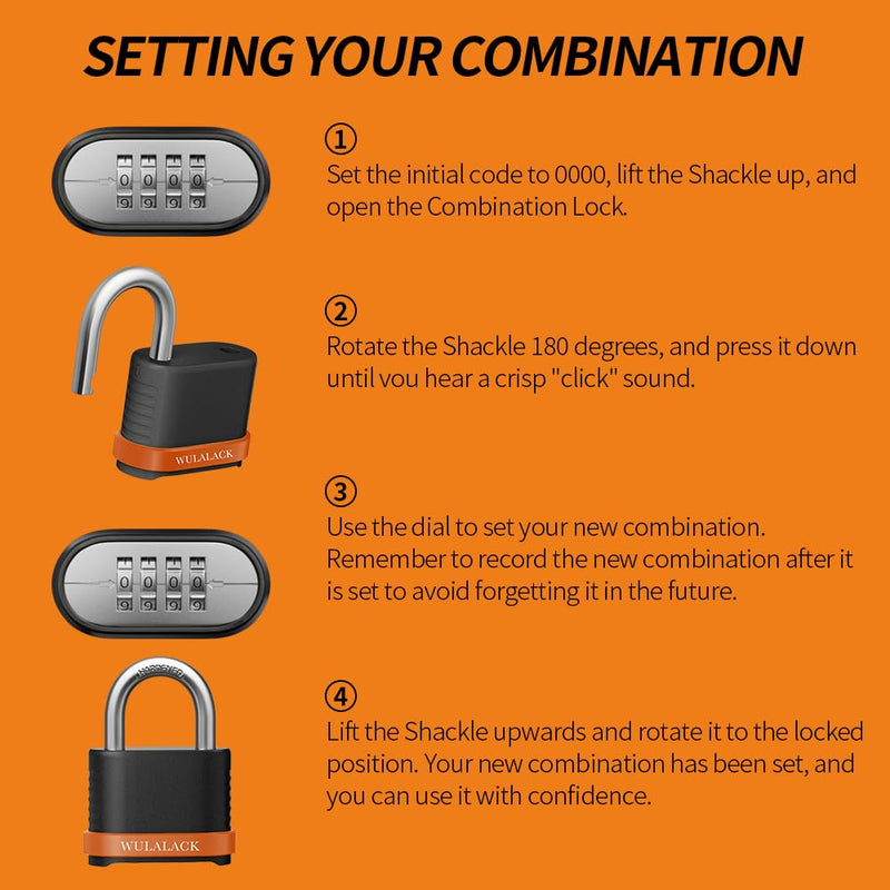 4 Digit Heavy Duty Combination Lock, Weatherproof Combo Padlock for Outdoor Use – Suitable for Sheds, Fences, Gates, Hasps & Storage Units，6 Pack (Matte Black) 6 Pack Short Shackle