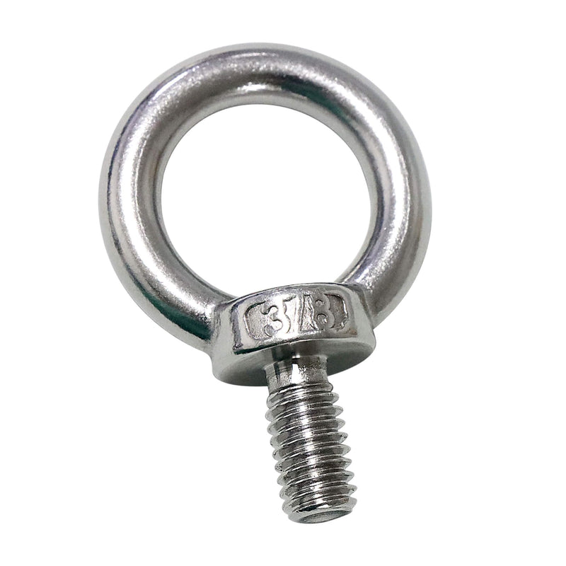 3/8" UNC Lifting Shoulder Eye Bolts, Marine Grade 316 Stainless Steel Threaded Nut Fastener, 4 Packs 3/8"-16X0.7"
