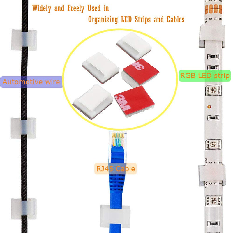150-Pack Mounting Brackets Fixing Clips for 10mm Wide Waterproof 5050 LED Strip Light, 100 Pack One Side Fixing, Screws Included, 50Pack Self-Adhesive Strip Brackets Holder