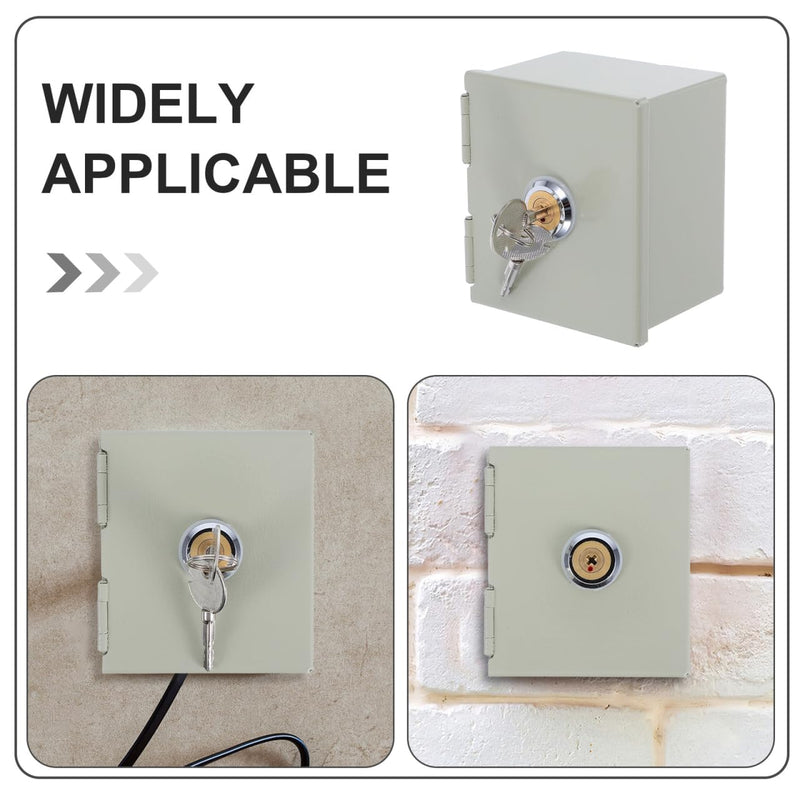 POPETPOP Weatherproof Outlet Cover Box with Key : Iron Baby Proof Electrical Outlet Cover for Indoor Outdoor Use - 86 Wall Plate Socket Protector, 3.54X3.14X2.44in