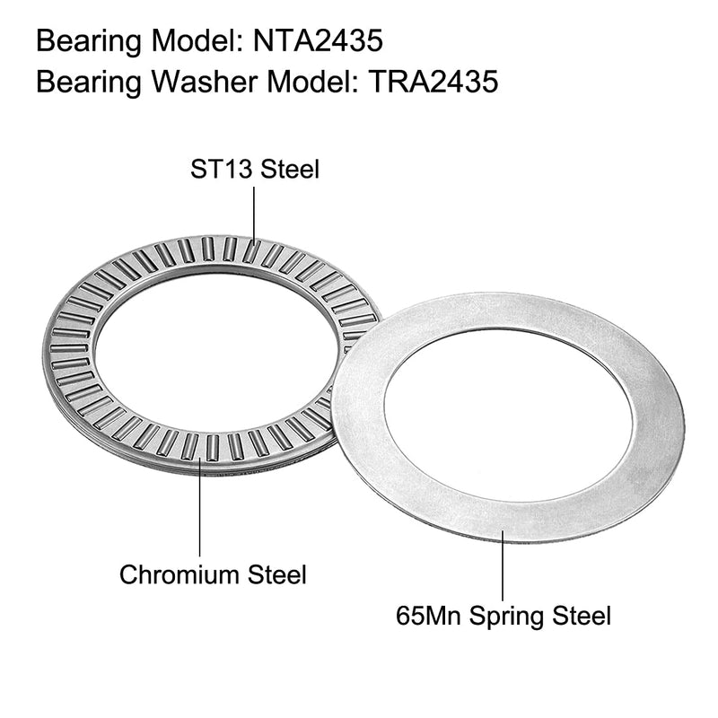 uxcell NTA2435 Thrust Needle Roller Bearings with Washers 1-1/2" Bore 2-5/32" OD 5/64" Width 1-1/2"x2-3/16"x5/64"