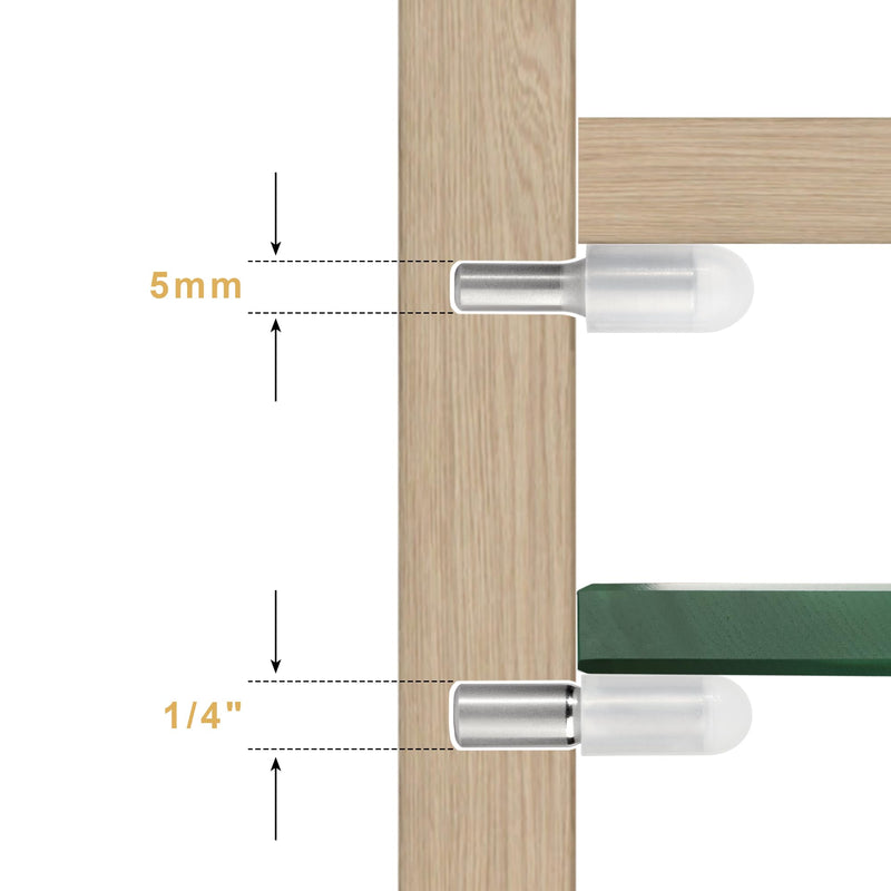 whitesnow 5mm 1/4 Inch Stainless Steel Metal Shelf Pegs Pins Replacement Kitchen Cabinet Shelves Support Holders for Bookshelf Bookcase Cupboard Adjustable Wood Glass Shelving, Pack of 12 Stainless 12 pack