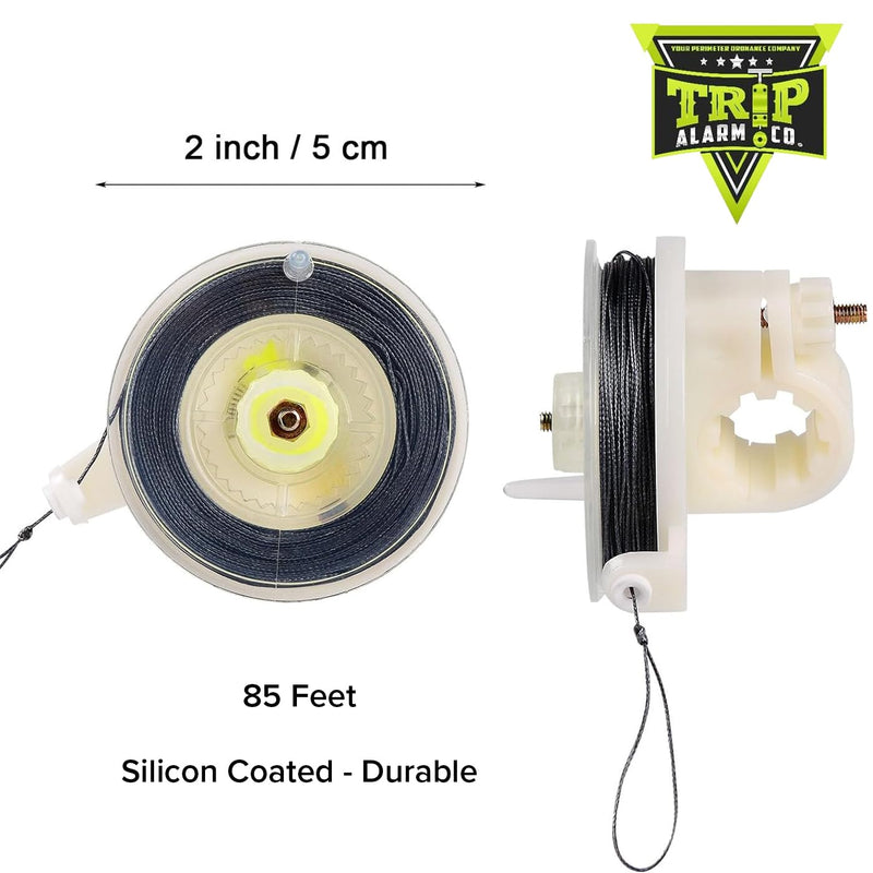 Kevlar Trip Wire on Reusable Reel (2 Pack) - Early Warning Perimeter Defense for All Devices - 85FT Silicon Coated Kevlar Line On Easy Wind Reel for Camping & Security