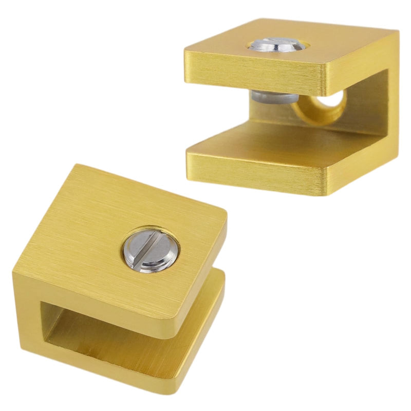 6PCS Glass Shelf Bracket, Shower Bracket | Adjustable Support Clamps, Wall Mount Clamps Clip Support Panel Hardware for 5-8mm Glass Shelves, Gold 6