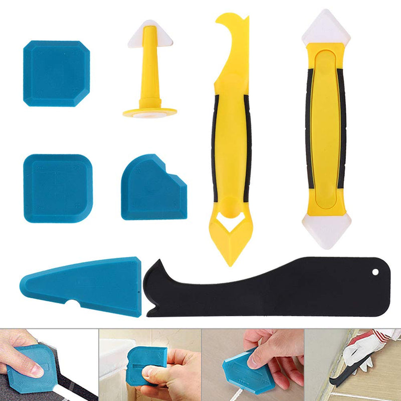 Walfront 8Pcs Silicone Sealant Scraper Plastic Spatula Silicone Sealant Remover Hand Operated Tool Scraper Joint Silicone Grout Remover Plastic Scraper, Scraper for Industrial Hardware Accessory