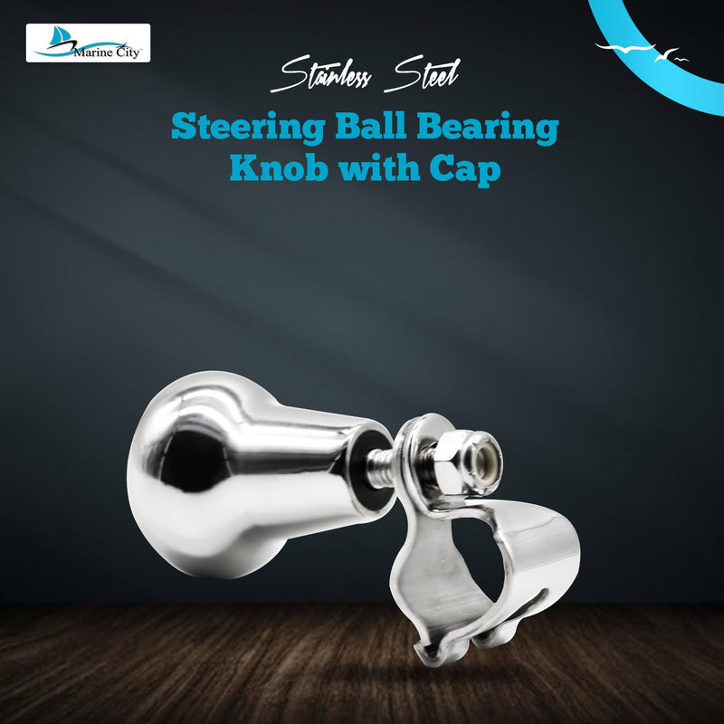 Marine City 316 Stainless Steel Sport Boat Steering Wheel Knob with Cap | Durable Gloss Polished Finish | Spinning Ball Bearing Design - Ideal for Marine, Yacht, and Boat