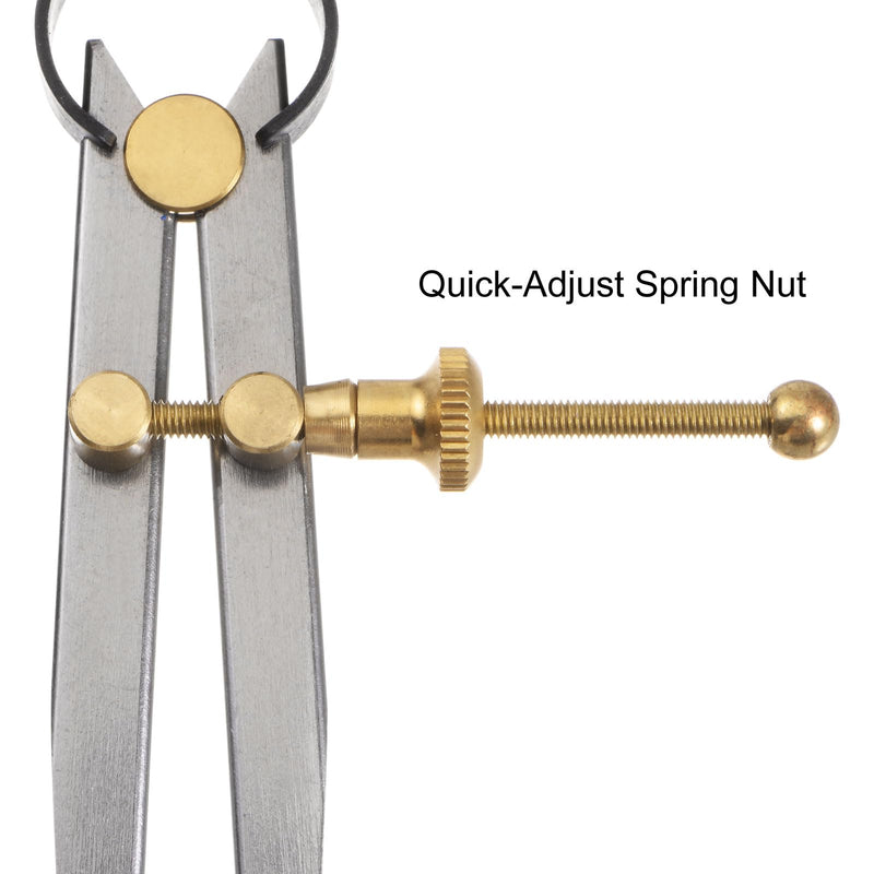 HARFINGTON Spring Joint Caliper 5 inch / 125mm Steel Spring Divider Caliper with Brass Fulcrum for Metalworking Geometry Drawing Woodworking, Flat Leg