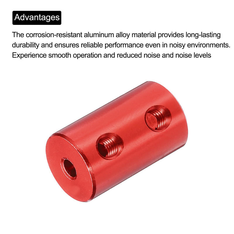 MECCANIXITY 3mm to 5mm Bore Rigid Coupling 20mm Length 12mm Dia M4 Aluminum Alloy Shaft Coupler Connector for 3D Printers DIY Car Boat Red, with 8pcs Coupling, 32pcs Screws, 2pcs Wrench 8