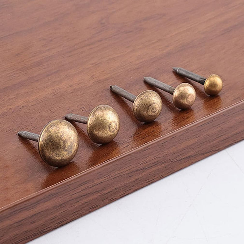 Tiazza 20Pcs Antique Brass Upholstery Tacks Drum Sofa Nails Cabinet Decorative Nail Pin (Bronze, 10mm) Bronze