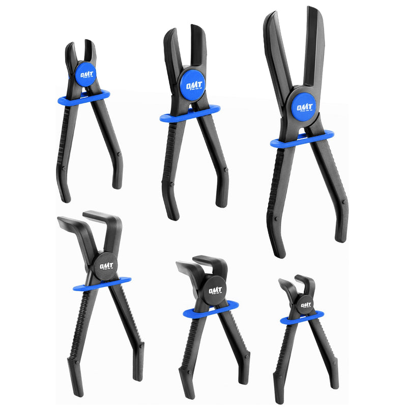 Orion Motor Tech Hose Pinch Off Pliers, 6 Piece Long Reach Hose Pinch Off Pliers Set for Flexible Hoses Brake Fuel Coolant Hoses Maintenance, Hose Pinch Pliers with Straight and 90° Pliers Straight and Angled