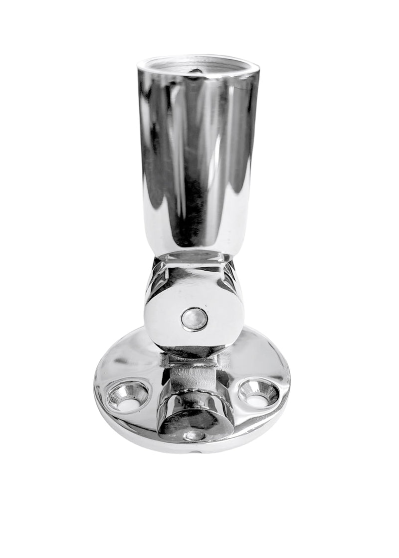 Marine Grade 316 Stainless Steel 180 Degree Adjustable Swivel VHF Antenna Mount with Ratchet Base and Screws (Round Base) Round Base