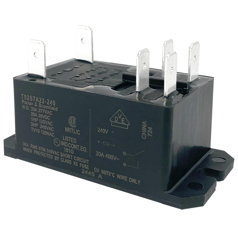 T92S7A22-240 Power Relay (2-Pack), 6-Pin DPST-NO 30A 240VAC Compatible with RV Rooftop AC, Heat Pumps & HVAC Systems, Mechanical Replacement for Blower Motor & Compressor Control 2