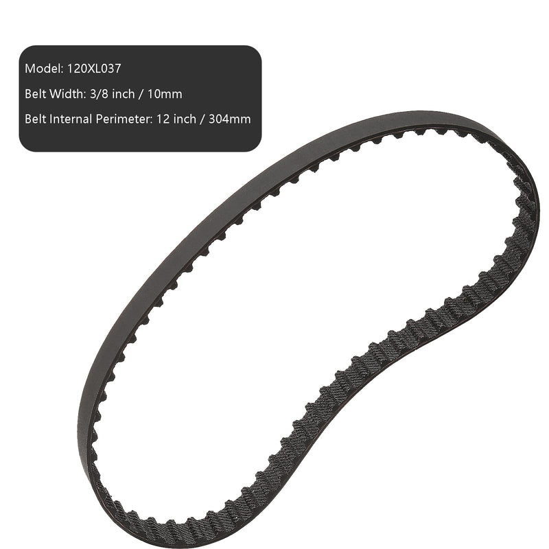 2Pcs 120XL 037 Timing Belt 60 Teeth Black Cogged Rubber Geared Belt 10mm Cog Drive Belt (120XL037)