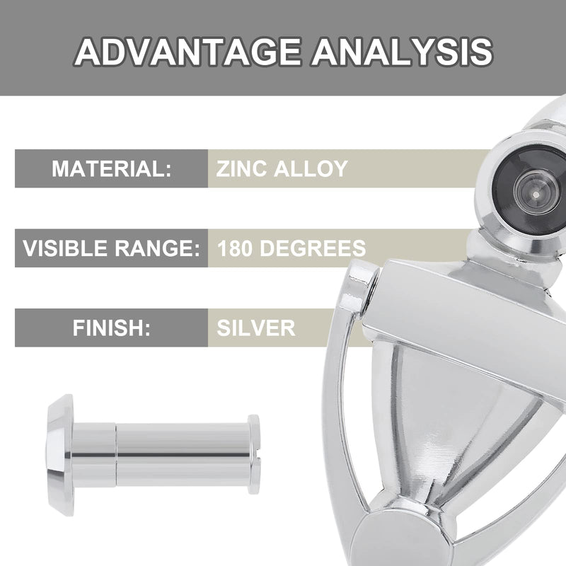 Door Knocker and Viewer, 5 Inch Height Knocker, 180-Degree View Angle Peephole, 9/16 inch Bore, for 1-3/8" to 1-7/8" Thickness Door (5 inch, Brushed Nickel)