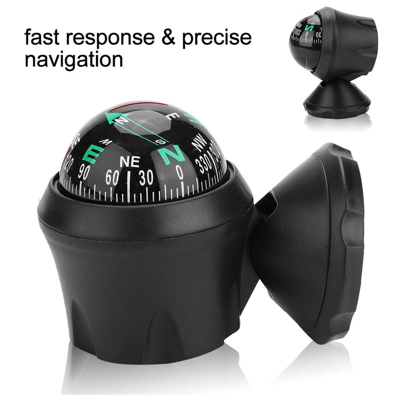 03 Vehicle Compass, Marine Compass, Black Electronic Adjustable Fast Response Adjustable Mounting Bracket Easy to Stick for Car Boat