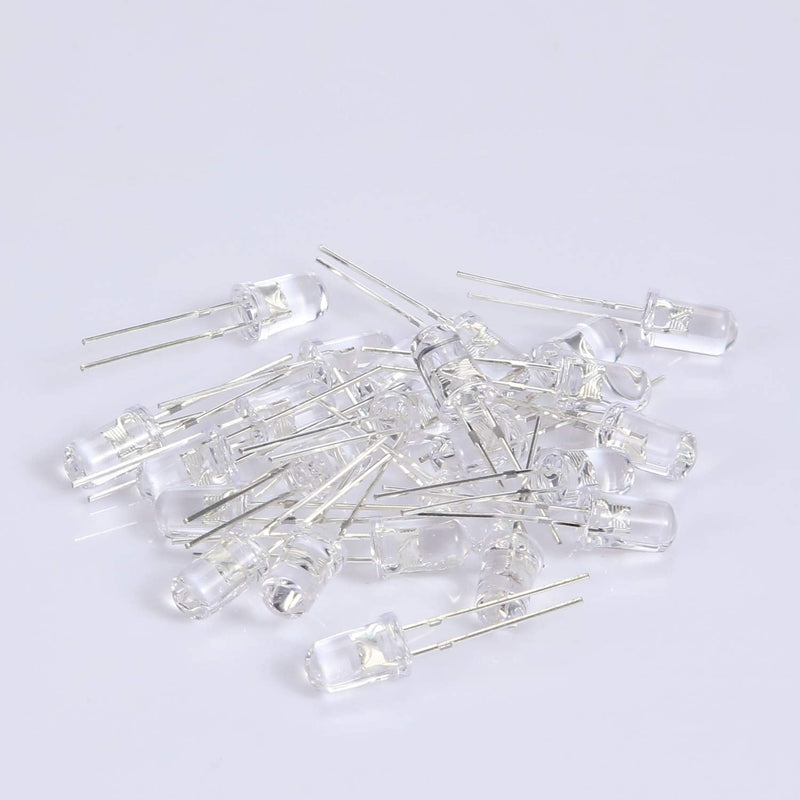 EBOOT 100 Pieces Clear LED Light Emitting Diodes Bulb LED Lamp, 5 mm(White) White