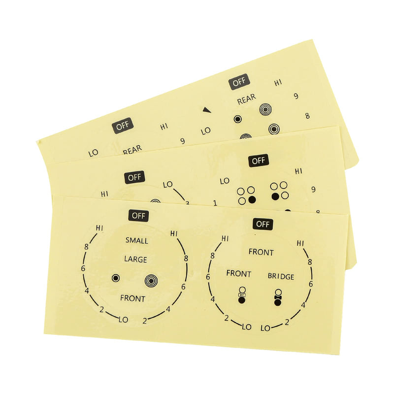 MANWU 6 Stove dials Sticker for Burner cooktop hob Cooker top Oven Replacement Adhesive knob Symbols (Black Print ON Clear for Silver, White or Light Coloured Cooker Tops)