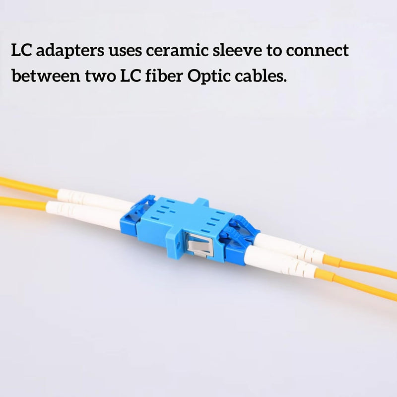 6 Pack Single Mode Fiber LC to LC Adapter, Duplex Coupler (SM, 9/125μm), Blue Flange Type for Secure Fiber Optic Cable Connections