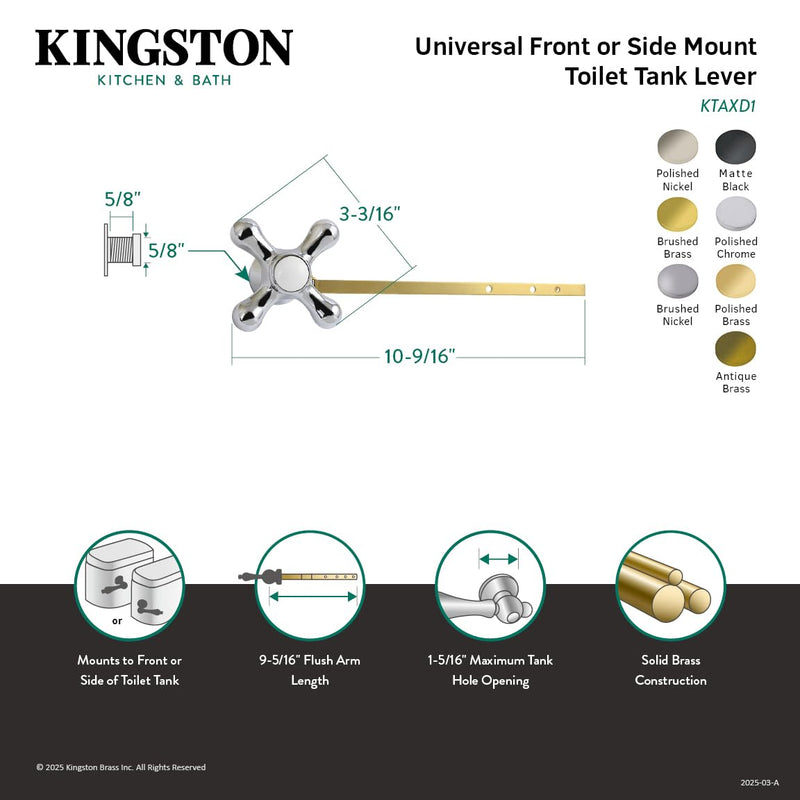 Kingston Brass KTAXD3 Victorian Universal Front or Side Mount Toilet Tank Lever in Antique Brass