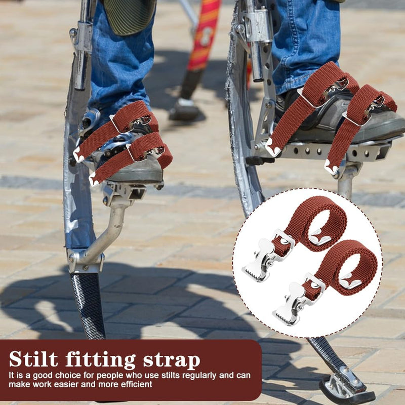 Adjustable Drywall Stilt Leg Straps, 4PCS Replacement Stilt Straps, Nylon Fixation Kit for High Wall Painting/Street Performance/Home Improvement (Brown) Brown