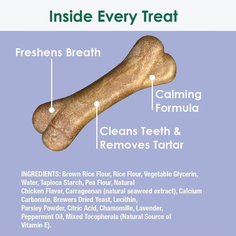 Bonies Natural Calming Formula Dog Treats, Contains Chamomile & Lavender, Help Anxiety, Excessive Barking & Trembling, Chicken Flavor, Medium, 8 Bones - PawsPlanet Australia