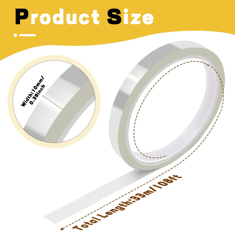 HTVRONT Heat Tape for Sublimation, 4 Rolls 10mm x33m 108ft Heat Resistant Tape for Heat Press, Heat Transfer Tape Thermal Tape for Electronics & Heat Vinyl Press Tape No Residue(Transparent) Transparent