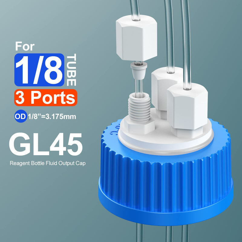 Multiple Distributor for Bottles GL45 Insert Made of PTFE,Liquid Chromatography Waste Cap,HPLC Solvent Delivery Caps,PP by ZHANXUBIO (1/8-3 Port) 1/8-3 Port