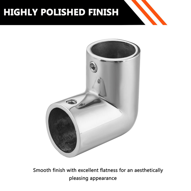 Boat Handrail Fitting Elbow, 316 Stainless Steel Marine-Grade 90 Degree 2-Way Pipe Fitting for OD Tube, Mirror-Polished Heavy-Duty Pipe Connector for Yacht Deck Railing(2 Pack) 7/8 inch(22 mm)