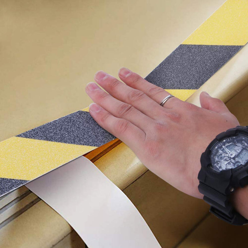 2 Inch X 32.8ft Non Slip Safety Grip Tape for Stairs Steps Non Skid Tread High Traction Friction/Strong Grip Abrasive Adhesive Hazard Caution Tape- Black/Yellow 2" Width X 32.8ft