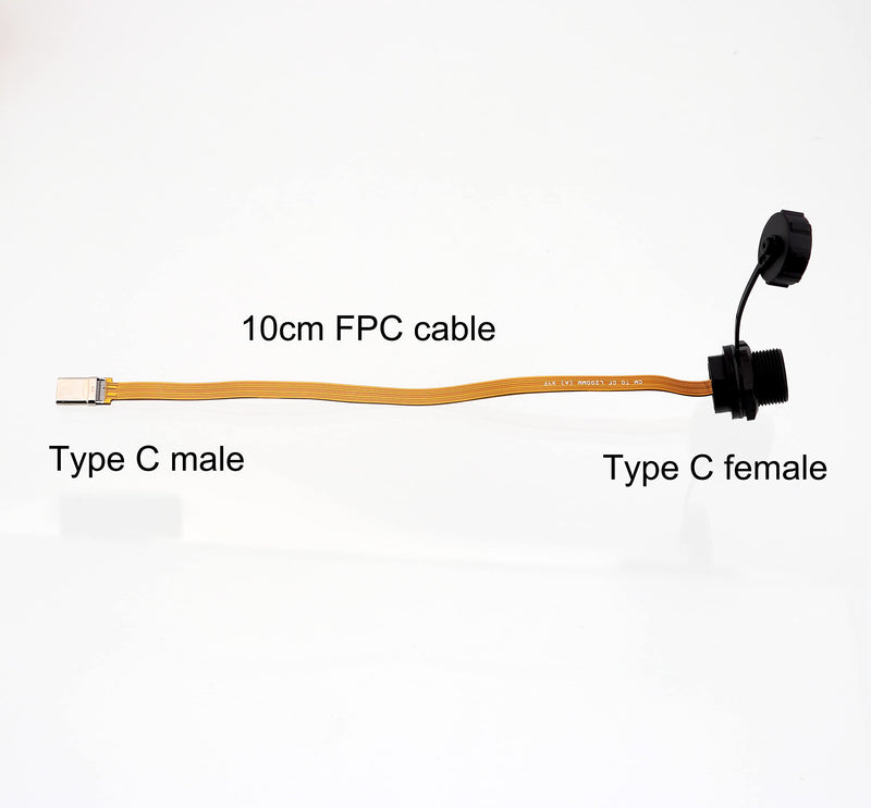 2 pcs Panel Mount USB Type C with 10 cm FPC Cable, USB 3.1 5Gbps, 3A Big Current
