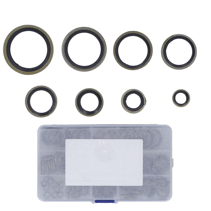 Bonded Seal Washer, Crush Washer for Crush Washer Oil Drain Plug, 110 PCS Oil Plug Gasket, NBR Metric Metal Automotive Sealing Washers Assortment Kit of Crush Washer Assortment M6-M20