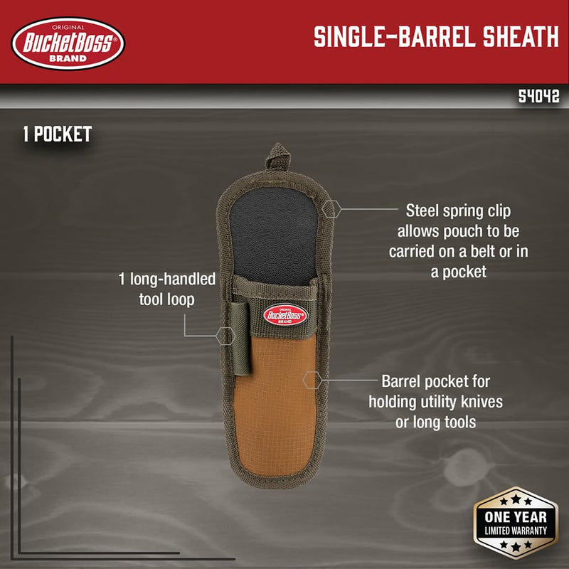 Bucket Boss Single-Barrel Sheath in Brown, 54042 Utility Holster Pouch