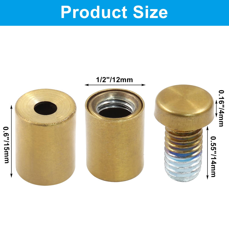 1/2" x 3/4" Sign Standoff Screws 4 Pcs Wall Standoff Mounts, Acrylic Standoff Screws Glass Standoff Acrylic Wall Mount Hardware Kit for Glass Acrylic Signs Boards, Gold 1/2" x 3/4",4 Pcs