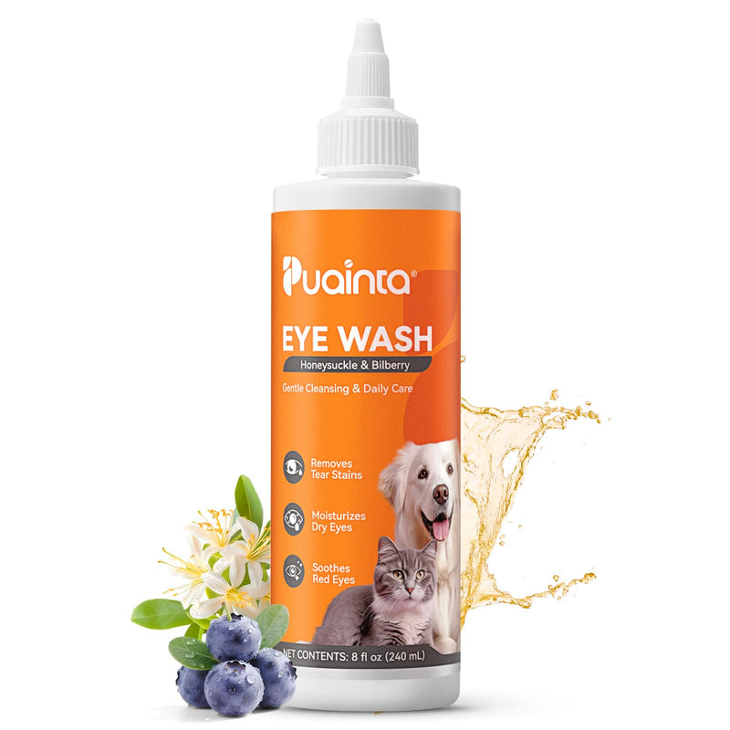 PUAINTA Dog Eye Drops, Eye Infection Treatment, Eye Drops for Dogs & Cats, Soothe Irritation Pink, Dry Eyes, Itchy Eye Wash Tear Stains, Debris Cleaner, Natural Daily Eye Care, Safe for Pets (8oz)