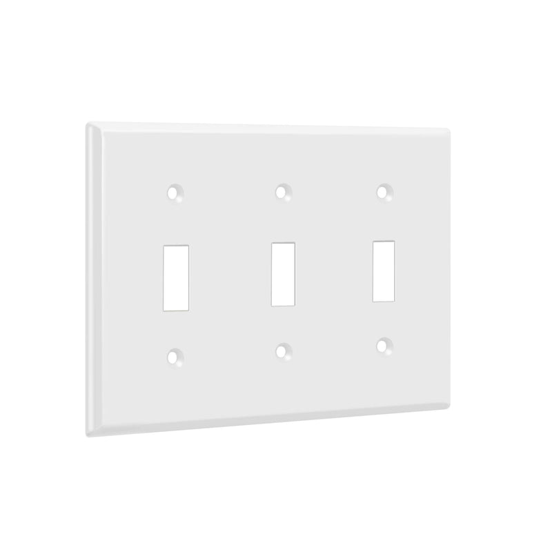ENERLITES Triple Light Switch Wall Plate, Gloss Finish, Standard Size 3-Gang 4.50" x 6.38", Unbreakable Polycarbonate Thermoplastic, 8813-W, White With Screw - NewNest Australia